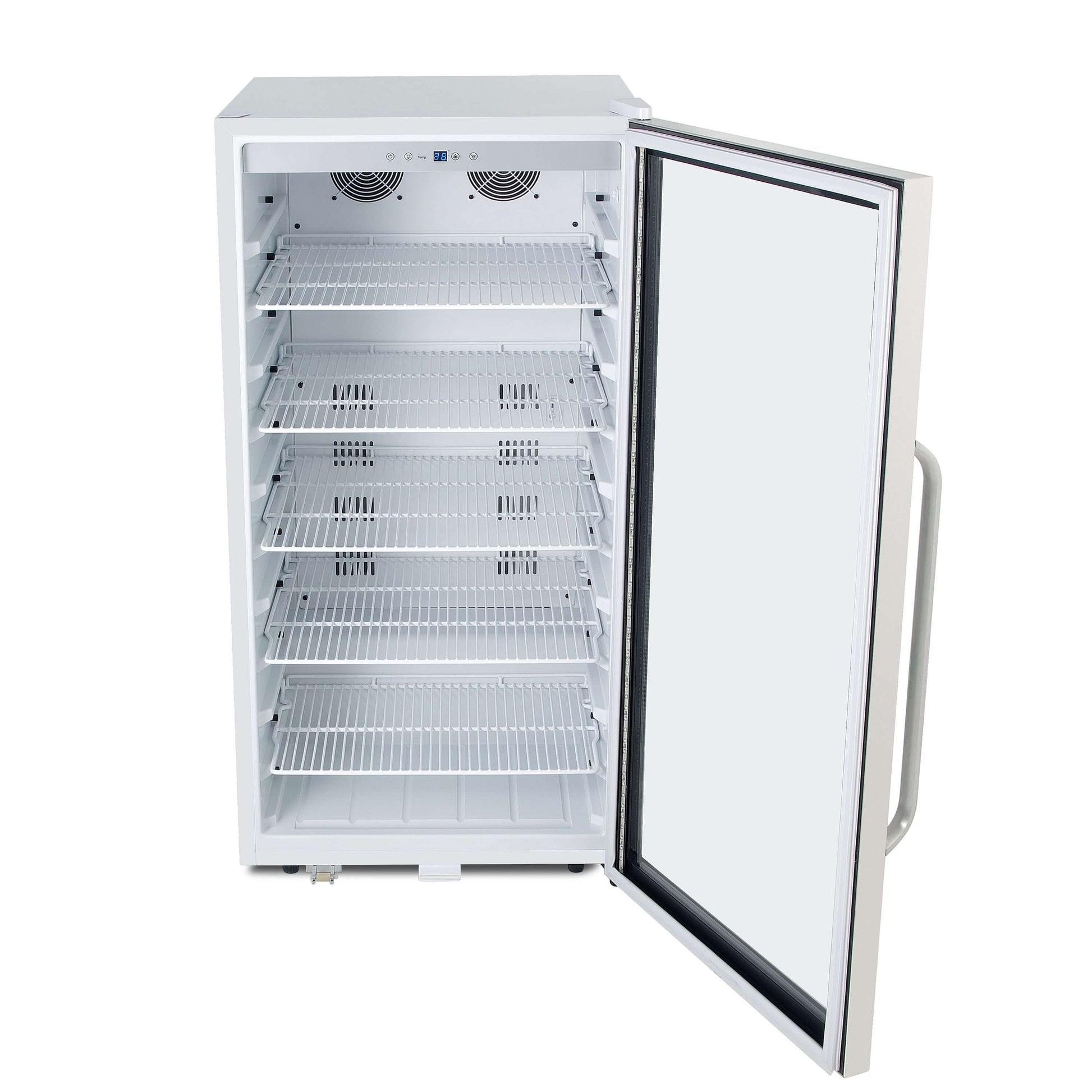 Whynter CBM-815WS/CBM-815WSa Freestanding 8.1 cu. ft. Stainless Steel Commercial Beverage Merchandiser Refrigerator with Superlit Door and Lock – White