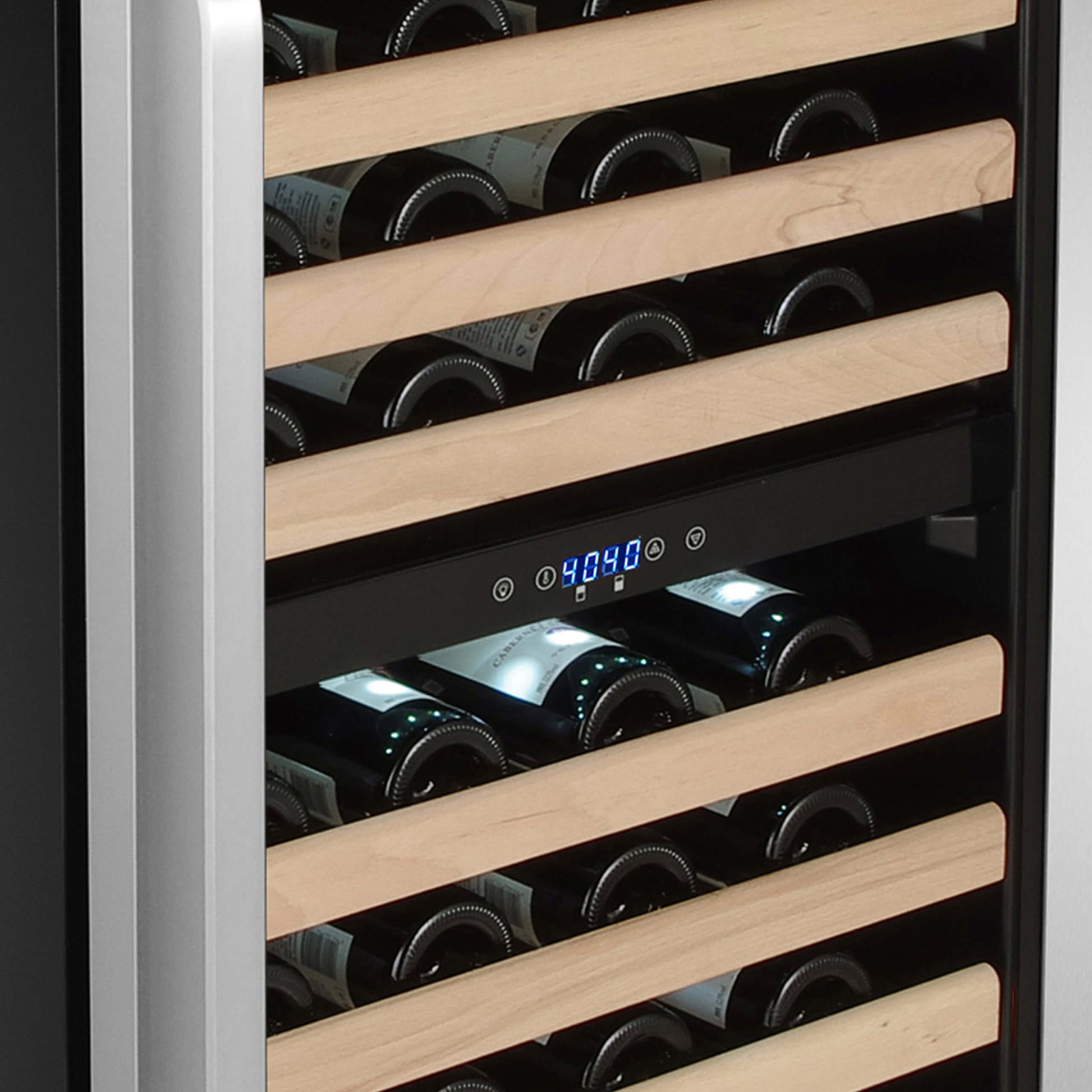 Whynter BWR-0922DZ/BWR-0922DZa 92 Bottle Built-in Stainless Steel Dual Zone Compressor Wine Refrigerator with Display Rack and LED display