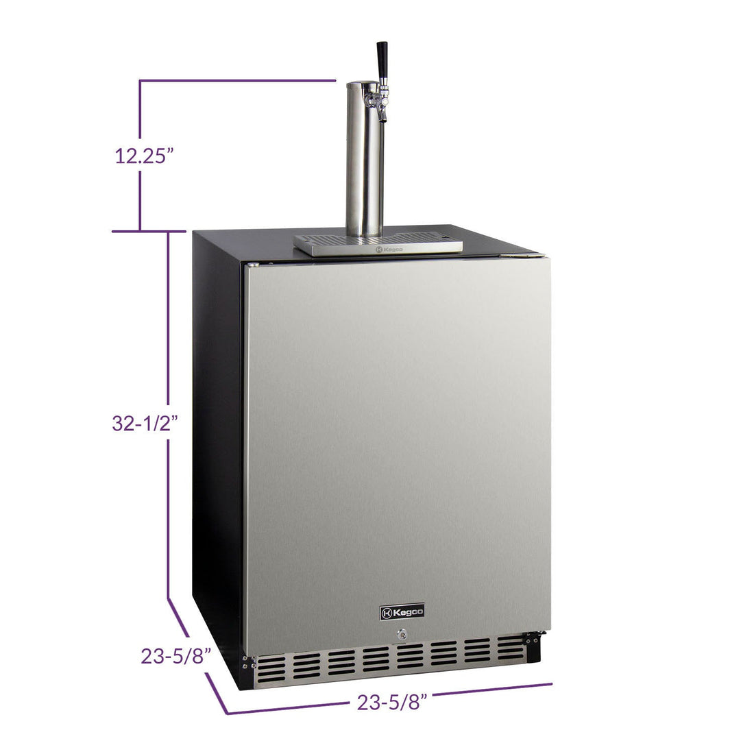 24" Wide Single Tap Stainless Steel Built-in Right Hinge Ada Kegerator - Cabinet Only