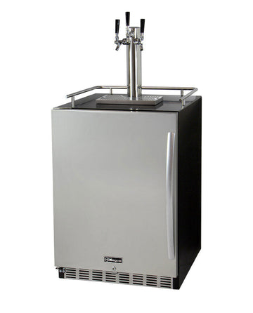 24" Wide Triple Tap Stainless Steel Built-in Left Hinge Digital Kegerator With Kit