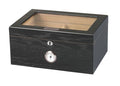 Quality Importers Milano Glasstop Black Oak 100 Cigar ct. - Crown Humidors