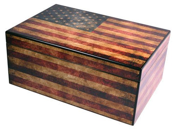 Capri Old Glory Humidor with Printed USA flag - 25 Cigar Ct - Crown Humidors