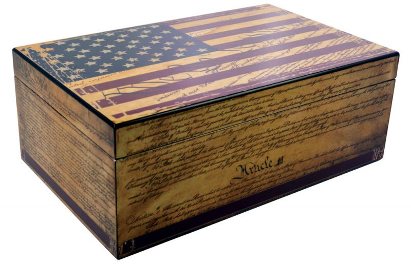 Humidor Supreme Constitution w/ Flag Humidor - 100 Cigar ct - Crown Humidors