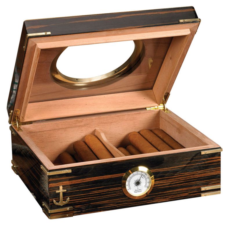 Humidor Supreme "Gangway" 50 Cigar Ebony finish with Brass ...