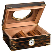 Humidor Supreme "Gangway" 50 Cigar Ebony finish with Brass Porthole - Crown Humidors