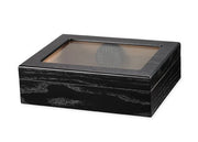 Quality Importers  20 Ct Glasstop Black Humidor - Crown Humidors