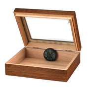 Quality Importers  20 Ct Glasstop Light Walnut - Crown Humidors