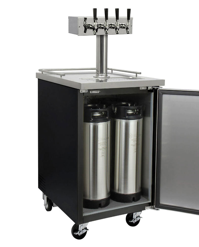 24" Wide Cold Brew Coffee Four Tap Black Commercial Kegerator