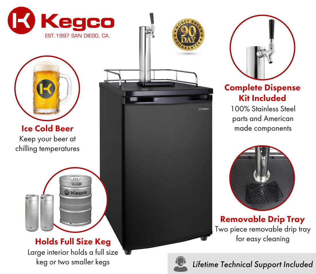 20" Wide Single Tap Black Kegerator