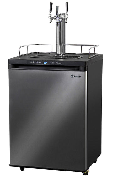 24" Wide Triple Tap Black Stainless Steel Digital Kegerator