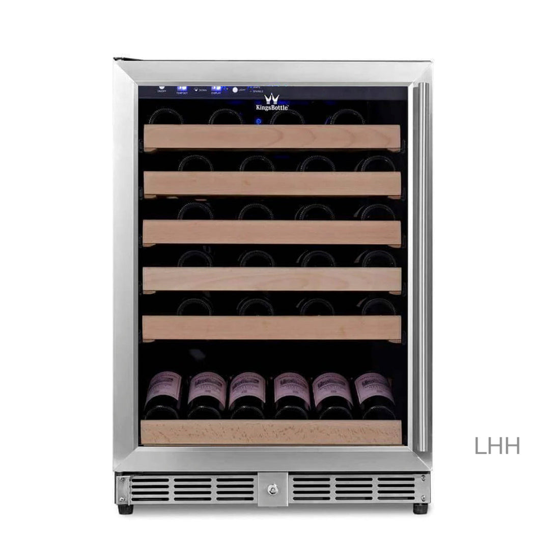 Kings Bottle 46 Bottle 24 Inch Under Counter Wine Fridge Built In KBU50WX-SS RHH
