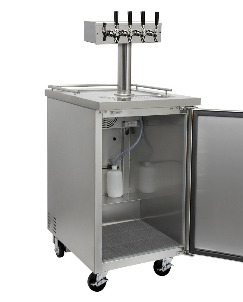 24" Wide Kombucha Four Tap All Stainless Steel Commercial Kegerator