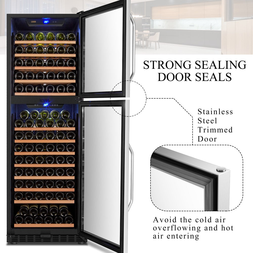 Lanbo 162 Bottle Dual Door Wine Cooler