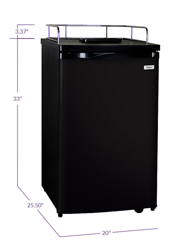 20" Wide Black Kegerator - Cabinet Only