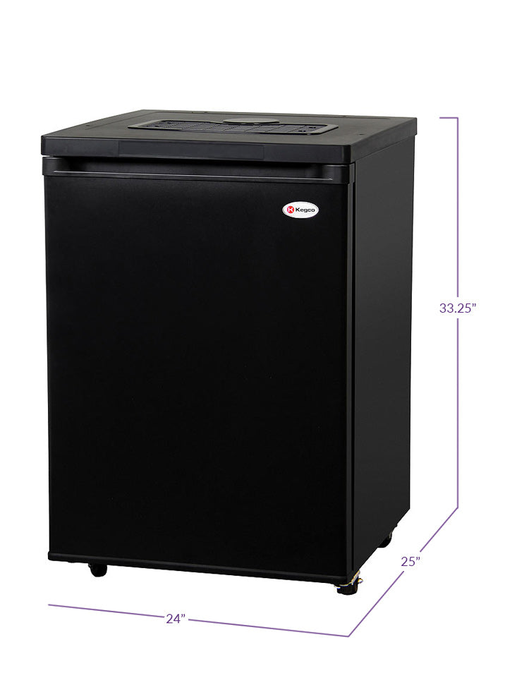 24" Wide Black Kegerator - Cabinet Only