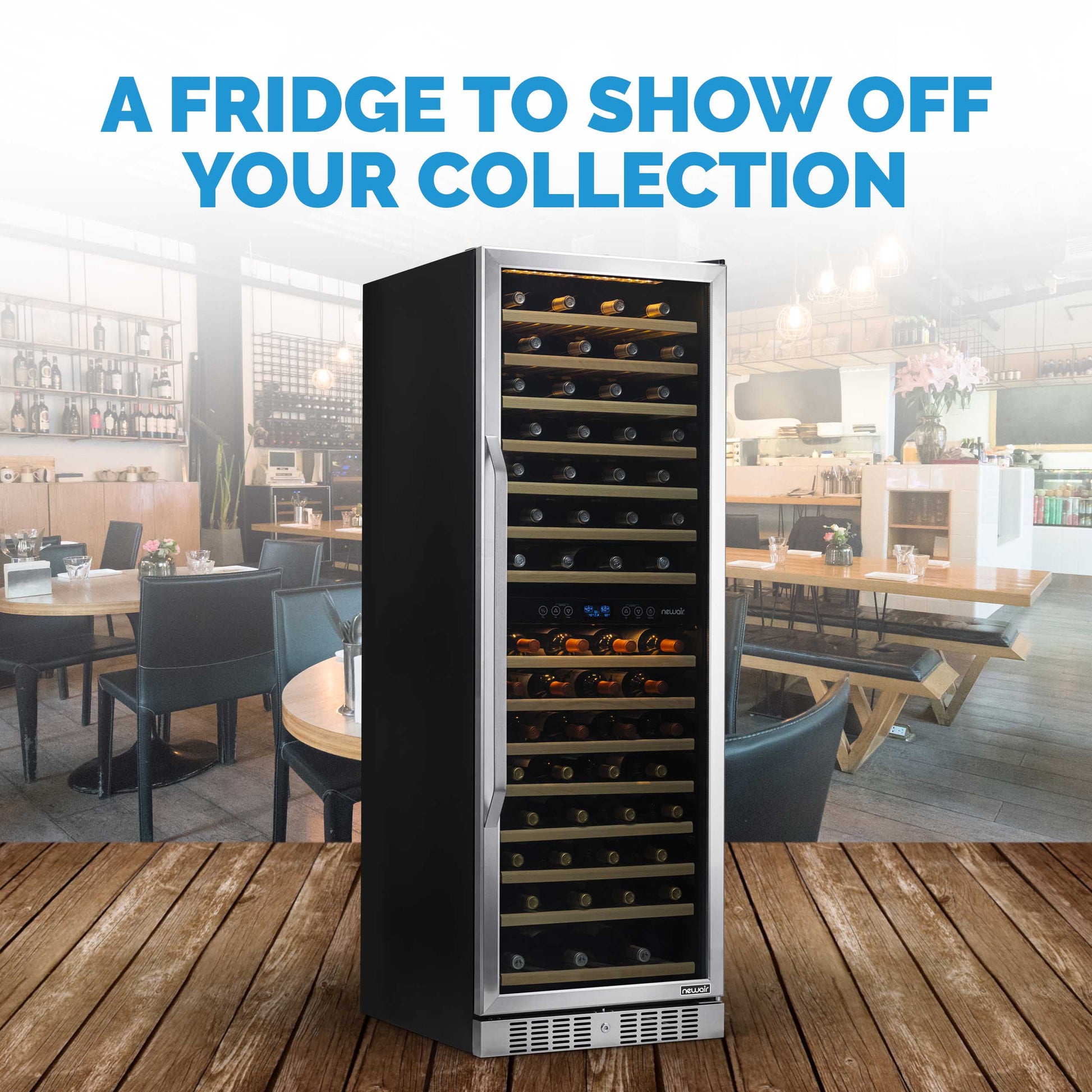 Newair 24” Built-in 160 Bottle Dual Zone Compressor Wine Fridge in Stainless Steel, Quiet Operation with Smooth Rolling Shelves