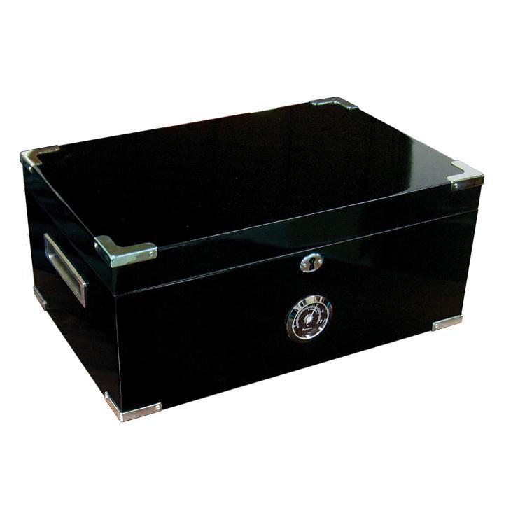 The Dakota Black Humidor with Scissors by Prestige Import Group - 120 Cigar ct - Crown Humidors