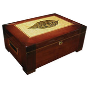 The Stetson Tobacco Leaf Inlay Humidor by Prestige Import Group - 150 Cigar ct - Crown Humidors