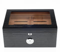 Quality Importers Milano Glasstop Black Oak 100 Cigar ct. - Crown Humidors