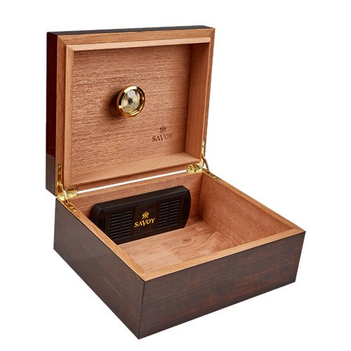 Savoy Classic African Teak Humidor - 100 Cigar ct - Crown Humidors