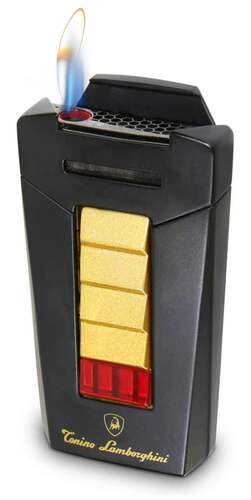 Tonino Lamborghini Aero Matte Black and Gold Torch Flame Cigar Lighter - Crown Humidors