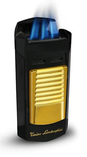 Tonino Lamborghini Sepang Matte Black and Gold Triple Torch Lighter - Crown Humidors