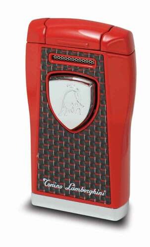 Tonino Lamborghini Argo Lighter - Red With Black & Red Carbon Fiber - Crown Humidors