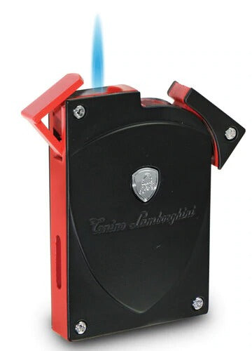 Tonino Lamborghini Lynx Matte Black and Red Torch Flame Lighter - Crown Humidors
