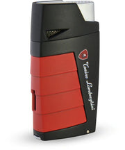 Tonino Lamborghini Duo Twin Jet Torch Flame Cigar Lighter - Black With Red - Crown Humidors