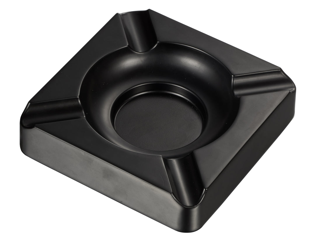 Visol Heavyweight Black Matte Metal Cigar Ashtray - Crown Humidors