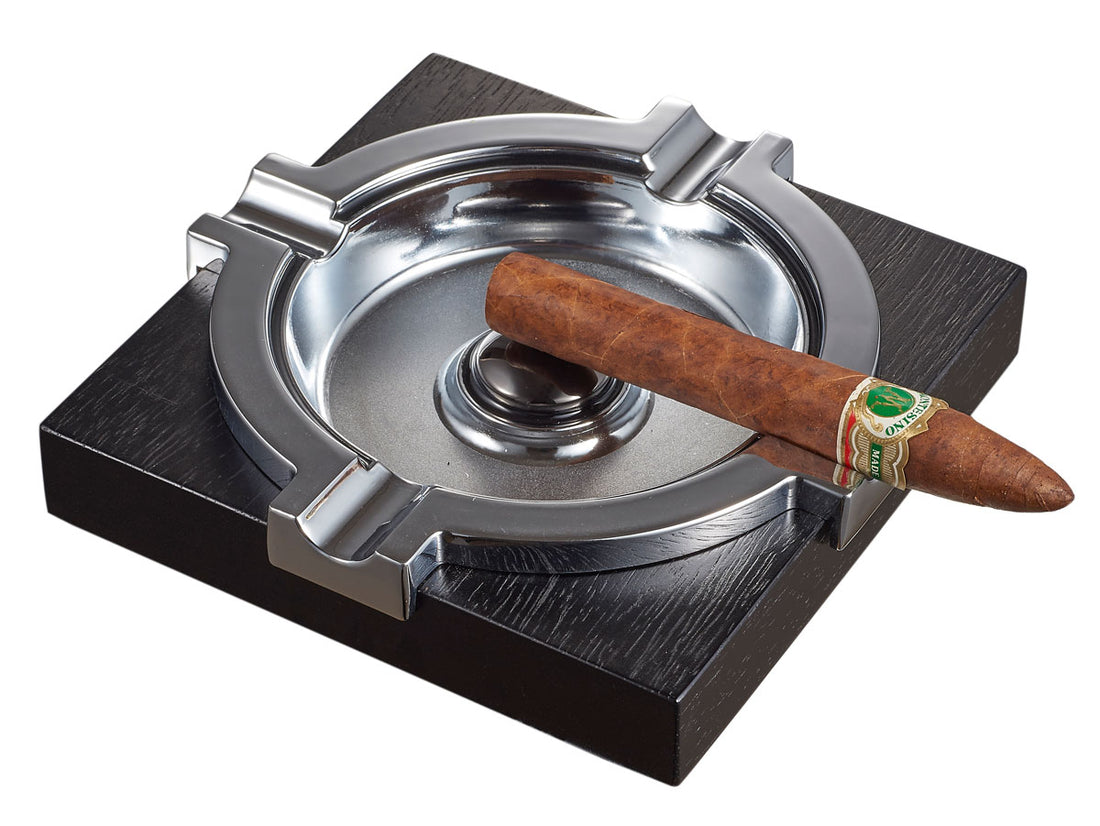 Visol Stadium Dard Wood and Metal Square Cigar Ashtray - Crown Humidors