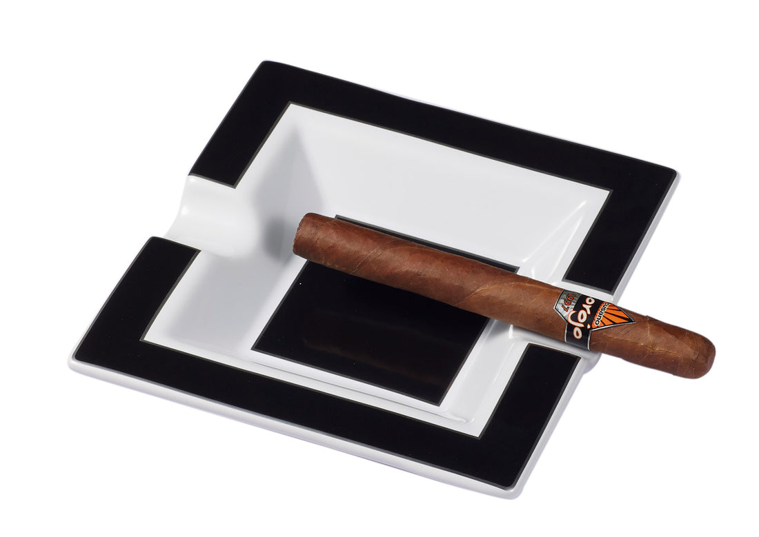 Visol Miami Ceramic Ashtray - Black & White - Vash434