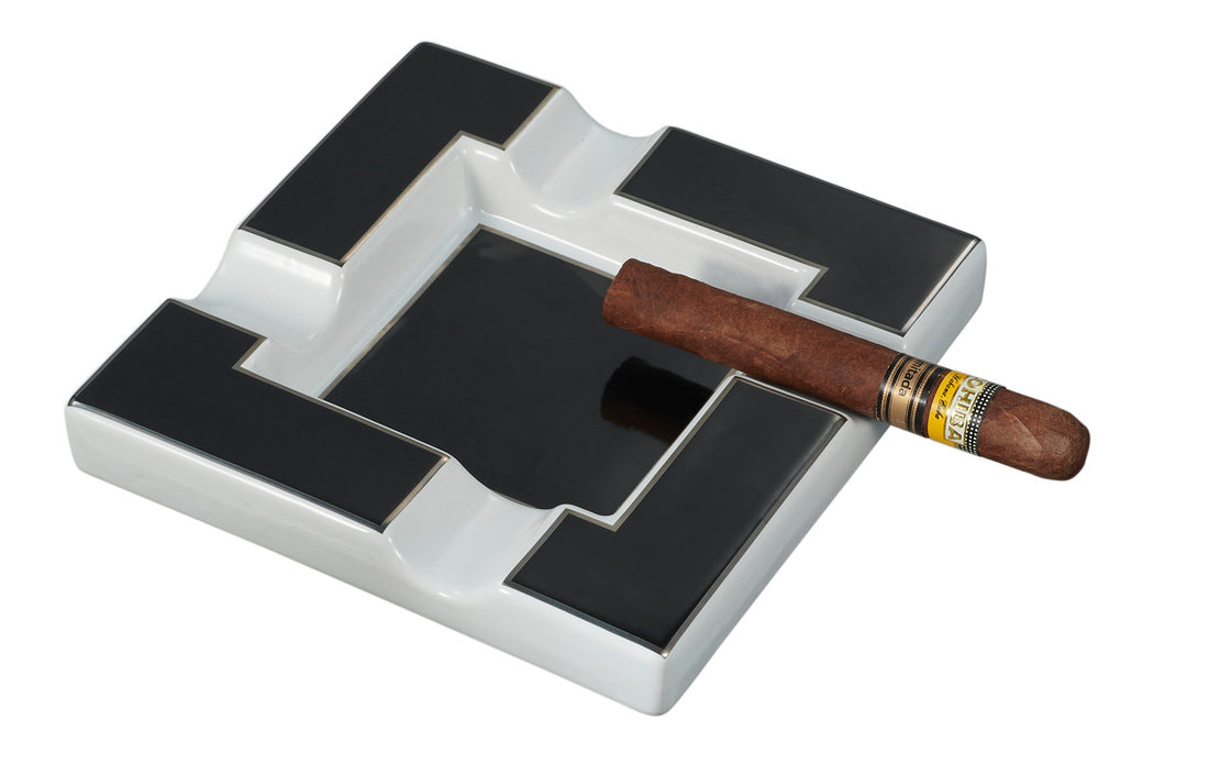 Visol Renner Black & White Ceramic Cigar Ashtray - Vash435