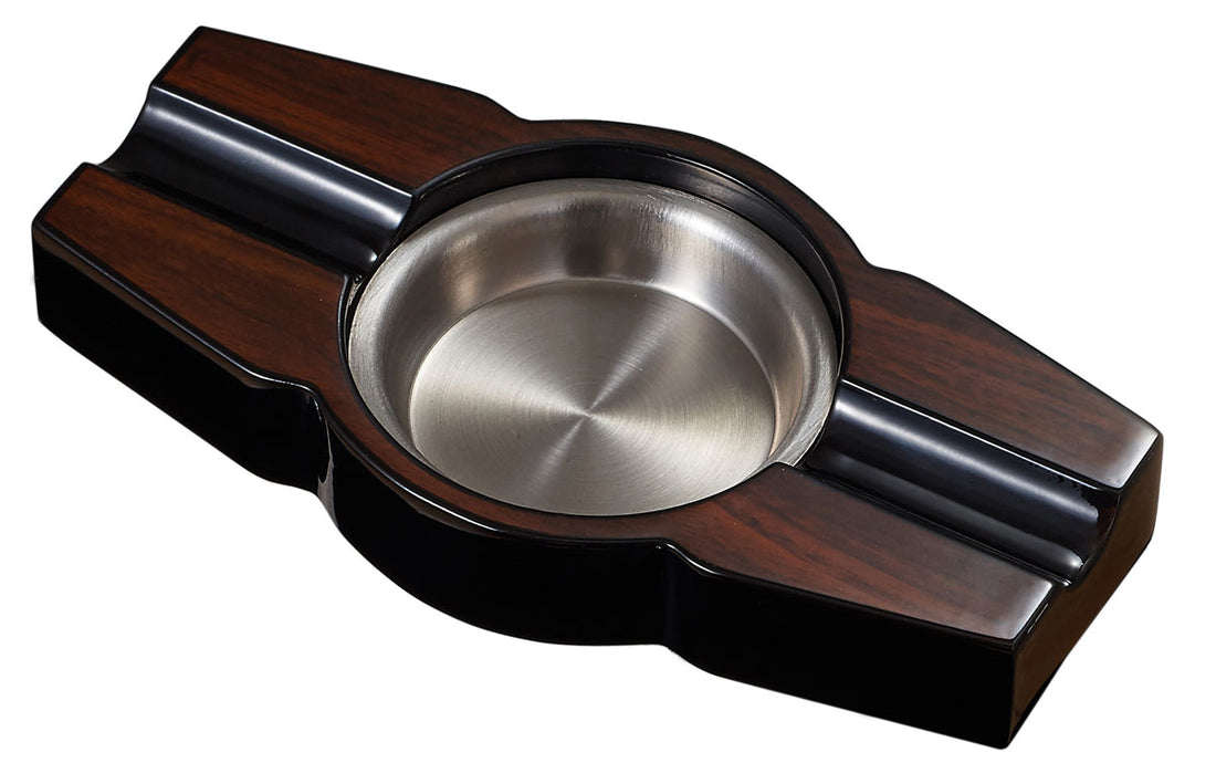 Visol Santiago Lacquered Wood Cigar Ashtray - Holds 2 Cigars - Crown Humidors