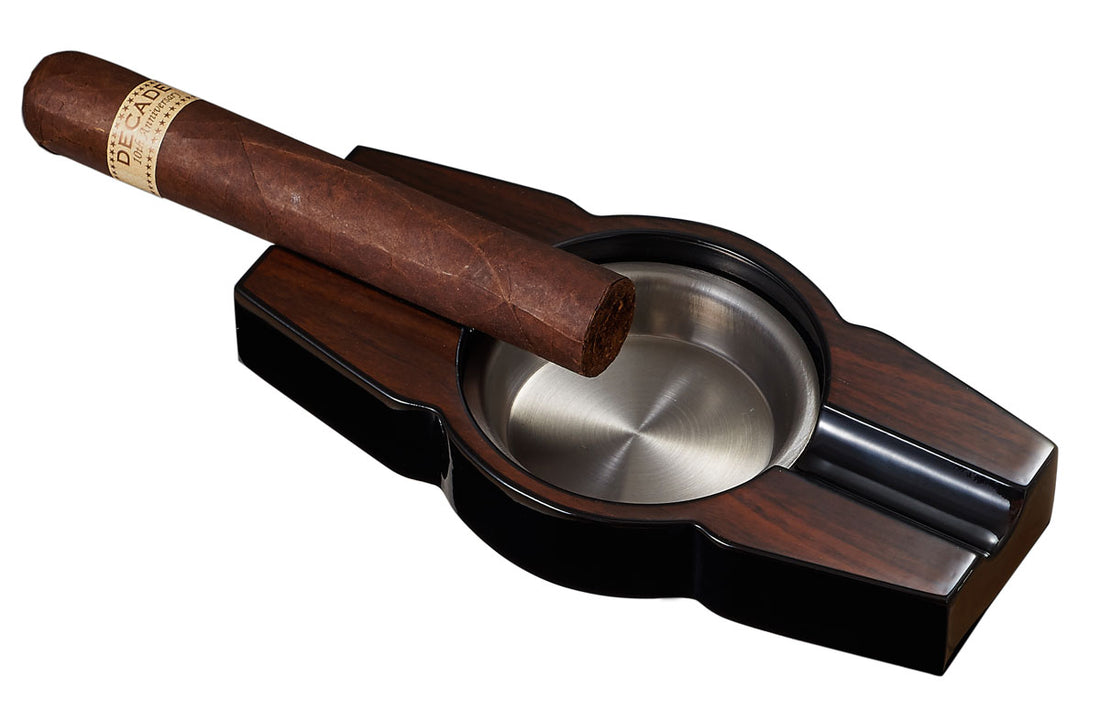 Visol Santiago Lacquered Wood Cigar Ashtray - Holds 2 Cigars - Crown Humidors