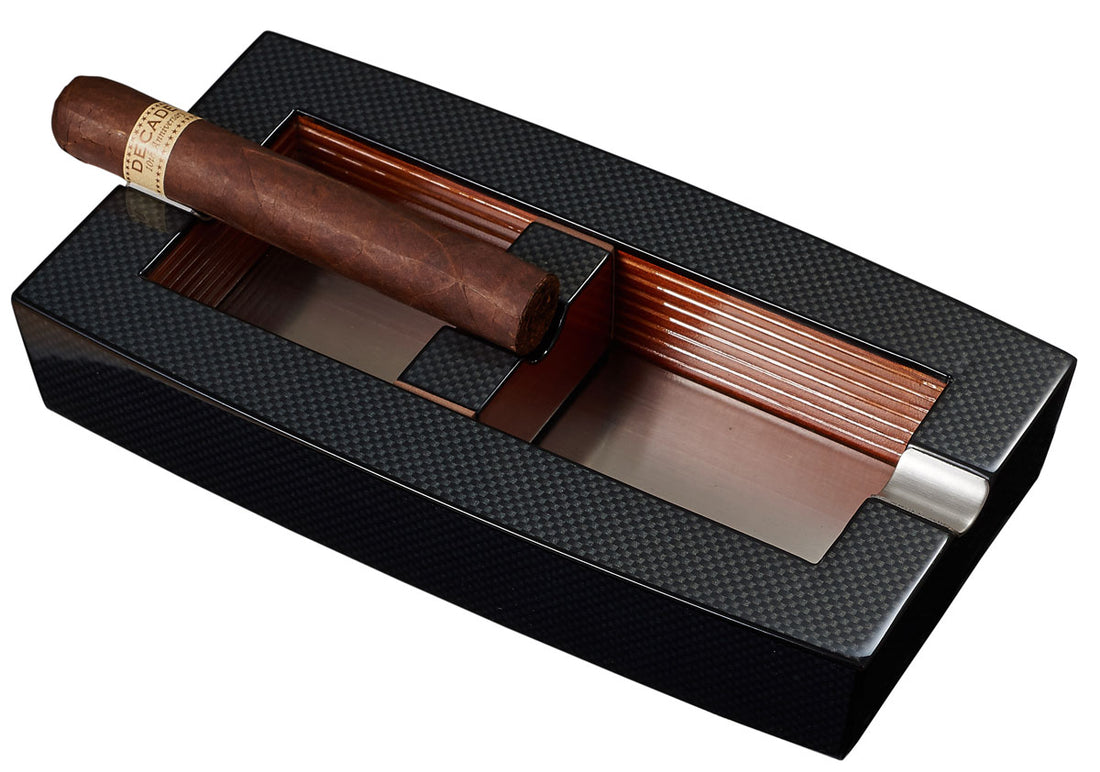 Visol Normandy Carbon Fiber Elongated Ashtray With Adjustable Cigar Rest - Crown Humidors