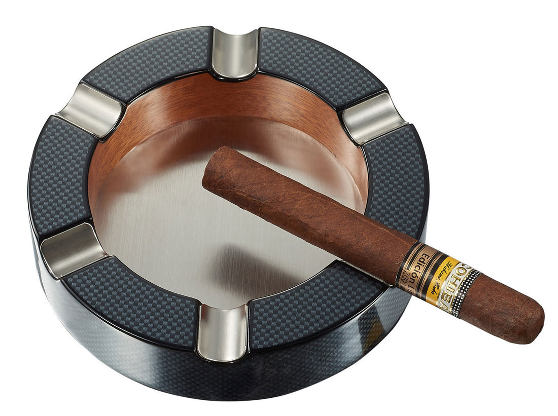 Visol Tyrus Carbon Fiber Round Cigar Ashtray - Vash732