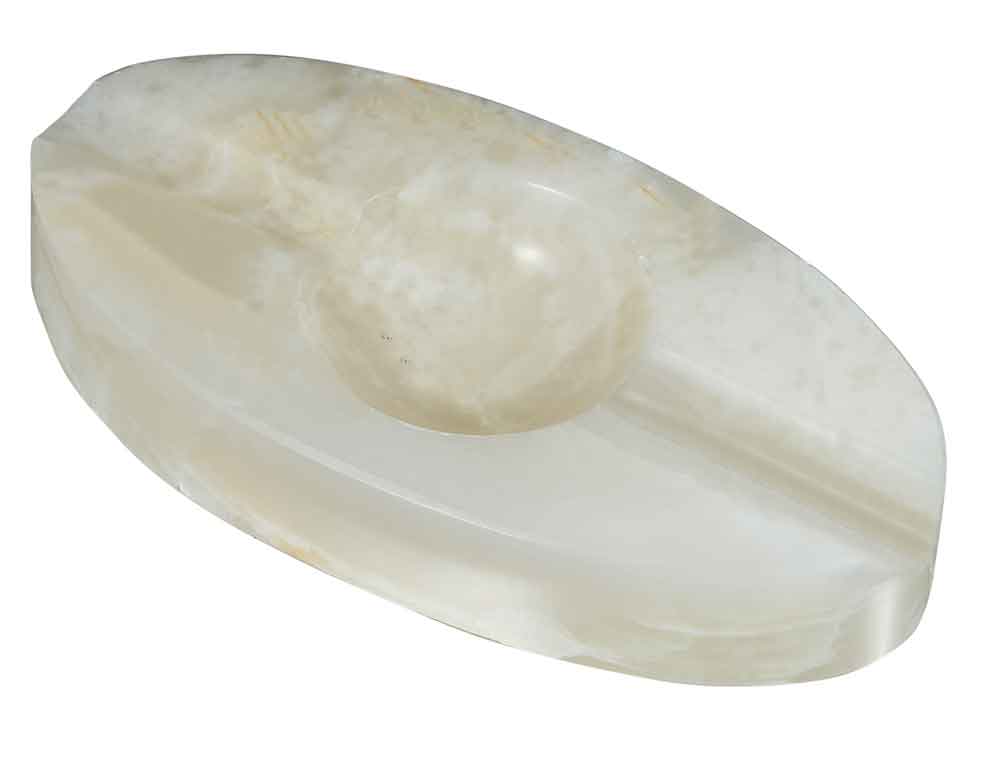 Visol Azure White Oval Onyx Cigar Ashtray with 2 Cigar Rests - Crown Humidors