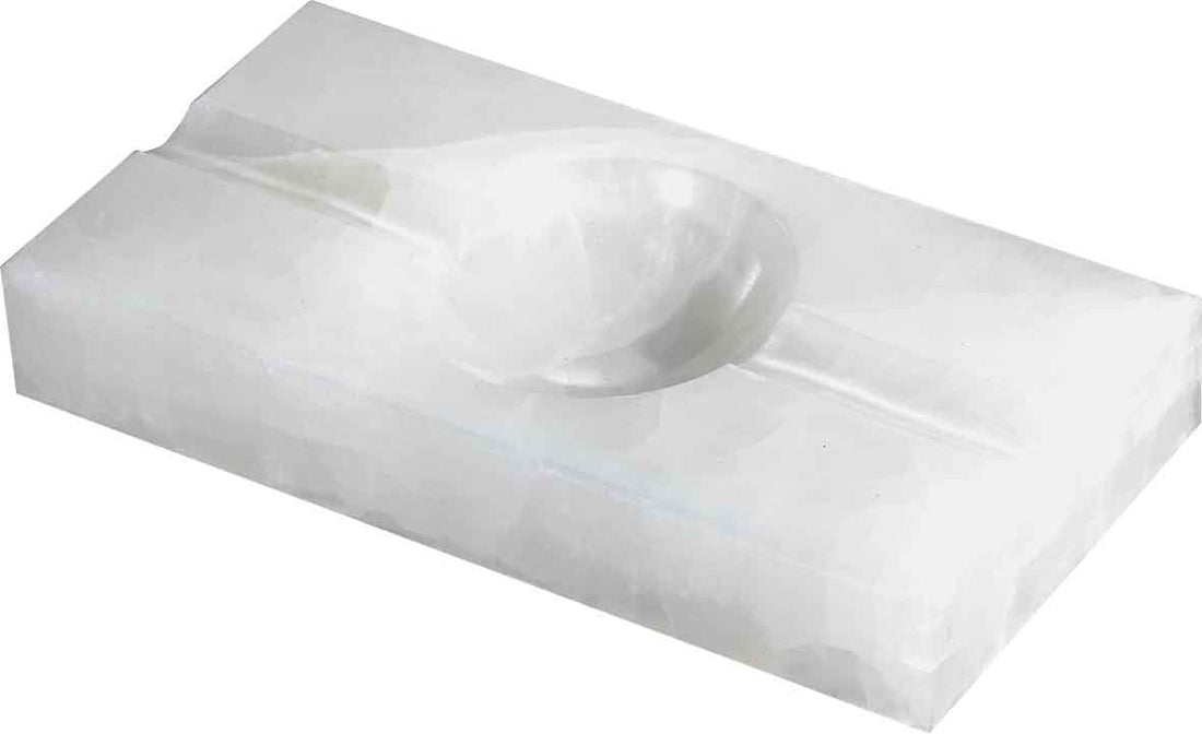 Visol Azure White Rectangle Onyx Stone Cigar Ashtray with 2 Cigar Rests - Crown Humidors