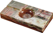 Visol Azure Light Olive and Brown Rectangle Onyx Stone Cigar Ashtray with 2 Cigar Rests - Crown Humidors