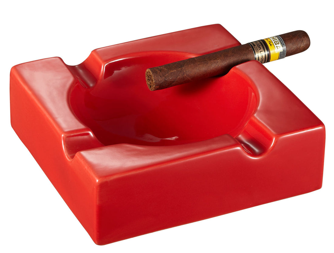 Visol Donovan Red Ceramic Cigar Ashtray For Patio Use - Crown Humidors