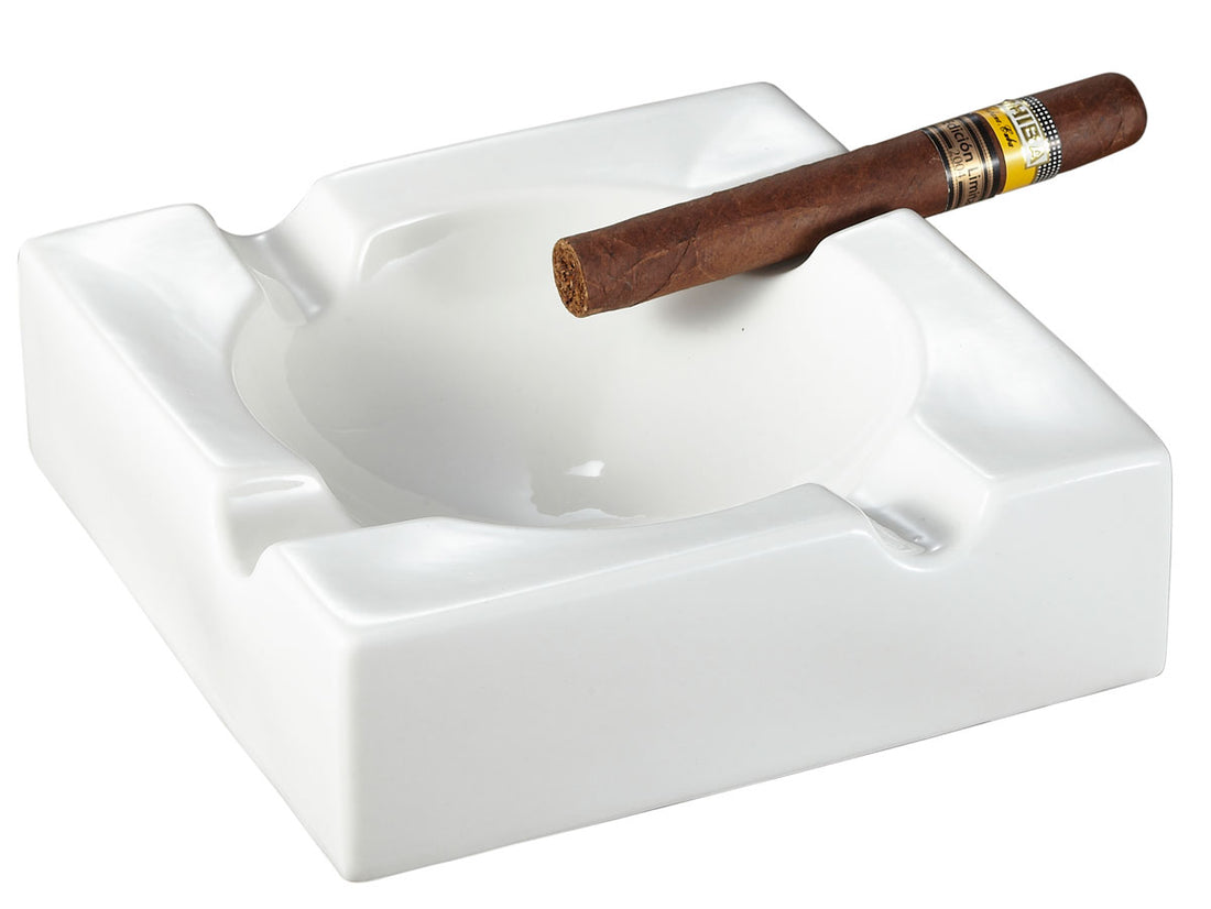 Visol Donovan White Ceramic Cigar Ashtray For Patio Use - Crown Humidors