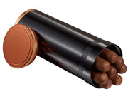 Visol Carlos 7-Cigar Desk/Travel Cigar Humidor - Black with Copper Rim - Crown Humidors
