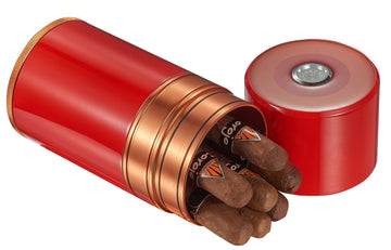 Visol Big Joe Red Lacquer & Copper Cigar Travel Humidor - Crown Humidors