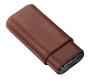 Visol Burgos Brown Leather Cigar Case - Holds 3 Cigars - Vcase466Br