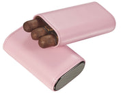 Visol Burgos Pink Leather Cigar Case - Holds 3 Cigars - Vcase466Pk