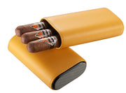 Visol Burgos Yellow Leather Cigar Case - Holds 3 Cigars - Vcase466