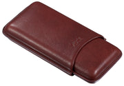 Visol Legend Burgundy Genuine Leather Cigar Case - Holds 3 Cigars - Crown Humidors