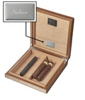 Visol Brown Leather Madrid Cigar Humidor with Embedded Digital Hygrometer - Crown Humidors