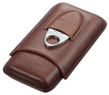 Visol Legend Brown Genuine Leather Cigar Case with Cutter - Crown Humidors